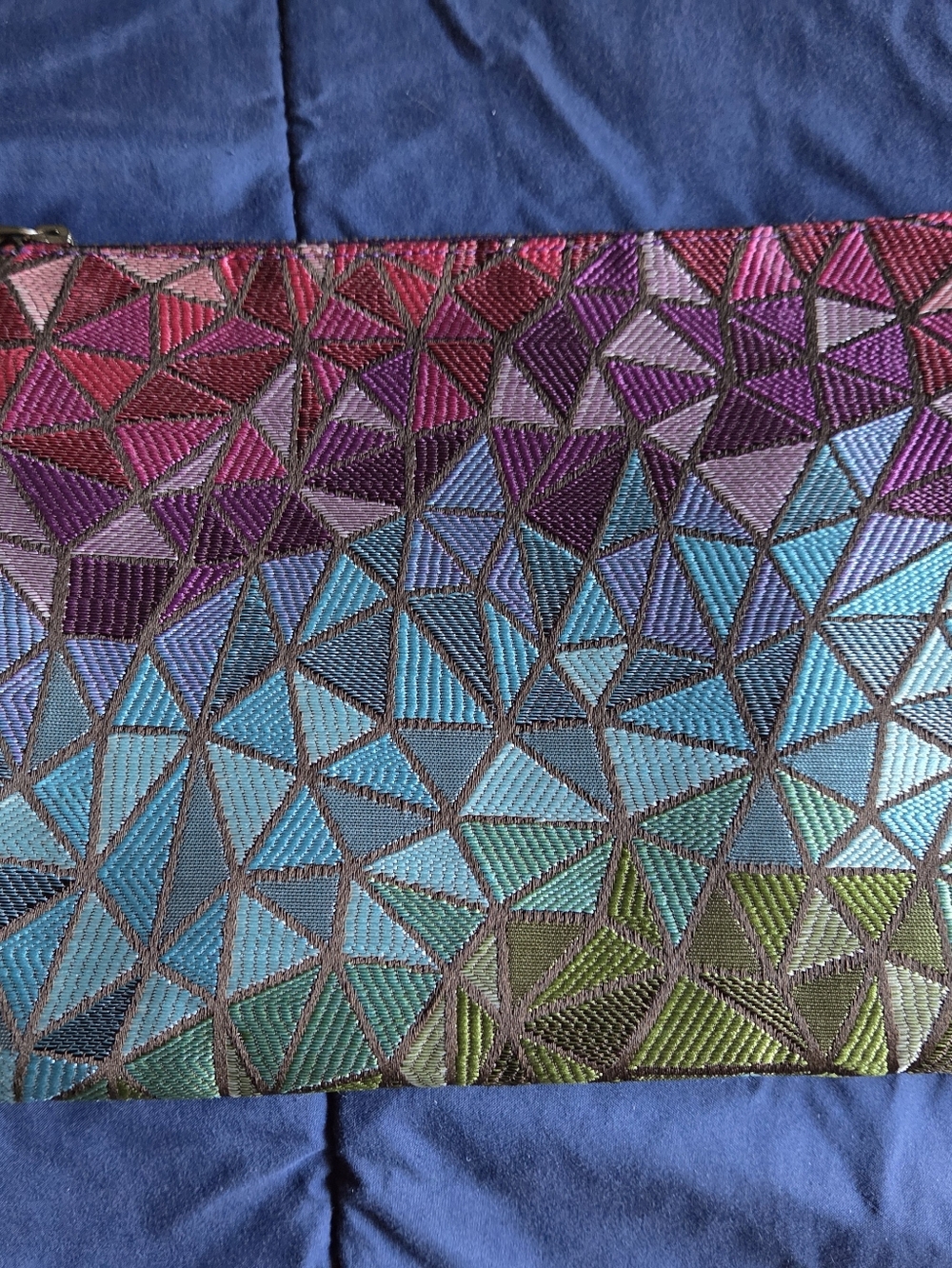 Geometric Embroidered Clutch in Rainbow Colours